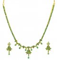 Click here to View - 22Kt Gold Emerald Necklace Set 