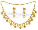 22Kt Gold Uncut Diamond Polki Necklace Set - Click here to buy online - 6,107 only..