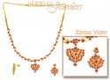 Ruby Necklace Set (22Kt Gold) - Click here to buy online - 1,095 only..