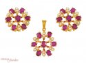 22Kt Gold Ruby, Pearl Pendant Set - Click here to buy online - 764 only..