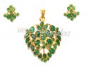 22Kt Gold Emerald Pendant Set - Click here to buy online - 564 only..