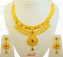 22Kt Gold Stone Necklace Set - Click here to buy online - 9,096 only..