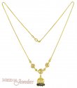 22kt Gold Chain with CZ & Black colour Crystal Jhumki with Balls.