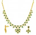 22 Kt Gold Emerald And Cubic Zircon Set - Click here to buy online - 1,630 only..