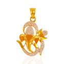 22k Gold Ganesha Pendant with  CZ - Click here to buy online - 458 only..