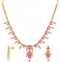 22Kt Ruby Necklace  Set - Click here to buy online - 1,341 only..