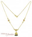 22kt Gold Chain with CZ & Black colour Crystal Jhumki with Balls.