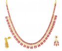 Ruby and CZ Necklace Set - Click here to buy online - 1,501 only..