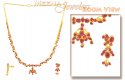 22Kt Ruby Necklace and Earrings Set - Click here to buy online - 1,050 only..