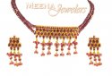 22Kt Gold Ruby Necklace  Set - Click here to buy online - 1,908 only..
