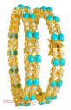 22Kt Bangles with Turquoise and Pearls - Click here to buy online - 1,717 only..