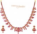 Gold Ruby Necklace Set - Click here to buy online - 1,494 only..