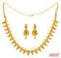 Uncut Diamond Necklace Set 22K - Click here to buy online - 9,124 only..