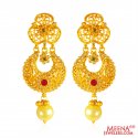 22K Gold Long Chandbali Earrings - Click here to buy online - 1,820 only..