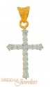 22K Gold Cross Pendant studded with Signity - Click here to buy online - 114 only..