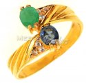 Gold Ring with Emerald, Sapphire & CZ - Click here to buy online - 211 only..