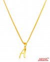 22K Gold Initial Pendant (Letter A) - Click here to buy online - 139 only..