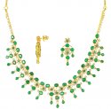 22 Kt Gold Emerald And Cubic Zircon Set - Click here to buy online - 1,672 only..