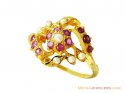22K Pearl Ruby Stones Ring  - Click here to buy online - 539 only..
