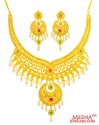 Necklace Earring Set 22K Gold - Click here to buy online - 8,516 only..