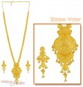 22Kt Gold Long Necklace and Earrings Set