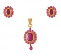 Click here to View - 22Kt Gold Ruby Pendant Set 