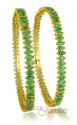 Gold Bangles with Emerald - Click here to buy online - 1,092 only..