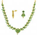 Gold Emerald Necklace Set - Click here to buy online - 1,588 only..