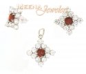 22k Gold Pendant and Earrings Set with CZ and Garnet - Click here to buy online - 444 only..