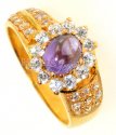 Gold Ring with Amethyst & CZ - Click here to buy online - 252 only..