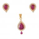 Click here to View - 22K Fancy Ruby  CZ Pendant Set 