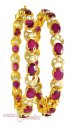 Click here to View - Gold Bangles with Ruby and Pearls 