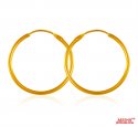 22K Gold Plain Hoop Earrings - Click here to buy online - 476 only..