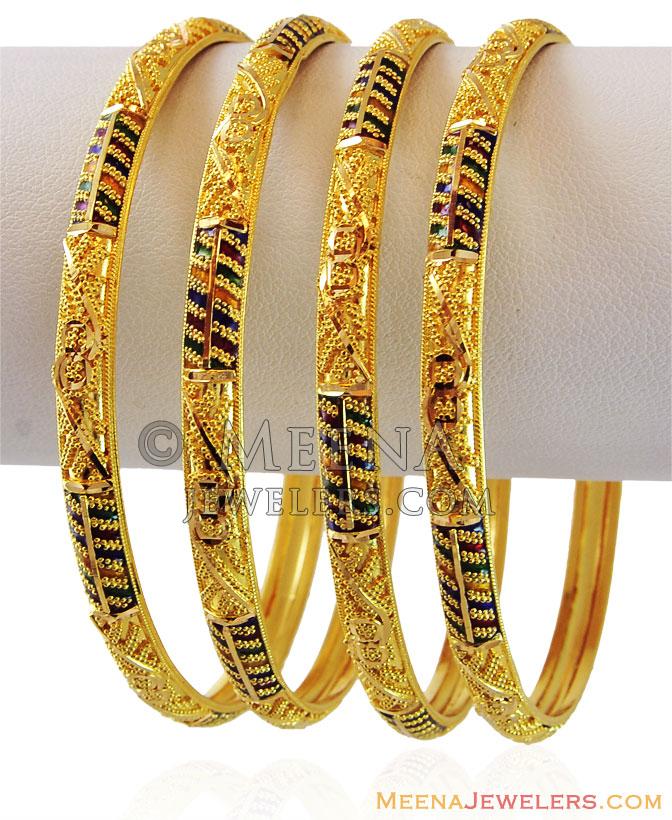 22k meenakari bangles set 4 pc bast16600 exclusive 22k gold bangles set of 6 stunningly 22k meenakari bangles set 4 pc bast16600 exclusive 22k gold bangles set of 6 stunningly