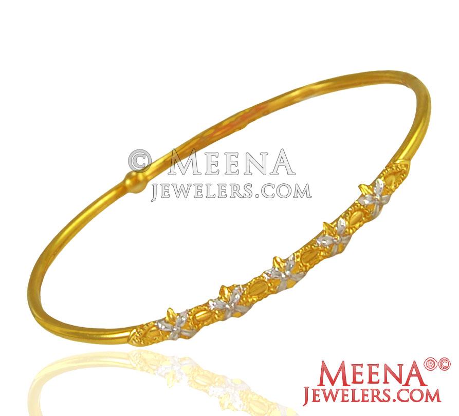 22K Fancy Ladies Cuff style Kada BaKa24439 US 698 22k Gold Two