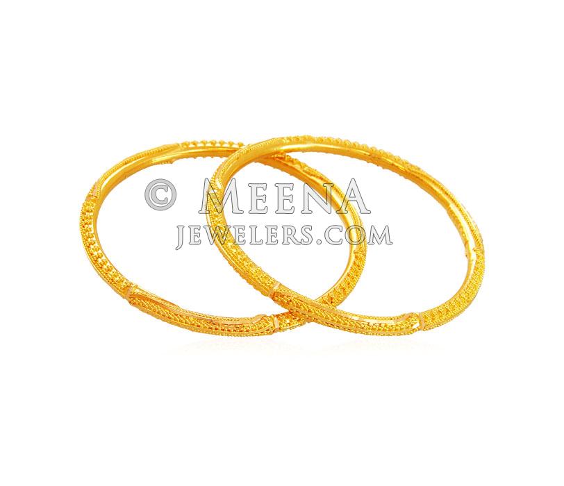 22K Gold Kids Bangle (2 Pcs) BjBa17520 22K Gold bangles for kids