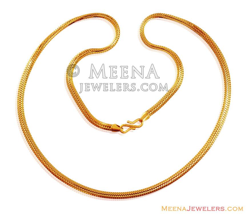 Fancy 22k Gold Chain (17 Inch) - ChPl16740 - 22K Gold Chain designed in snake chain style with