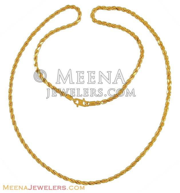 22K Gold Rope Chain (22 inch) ChMe6798 22K Gold solid Rope Chain