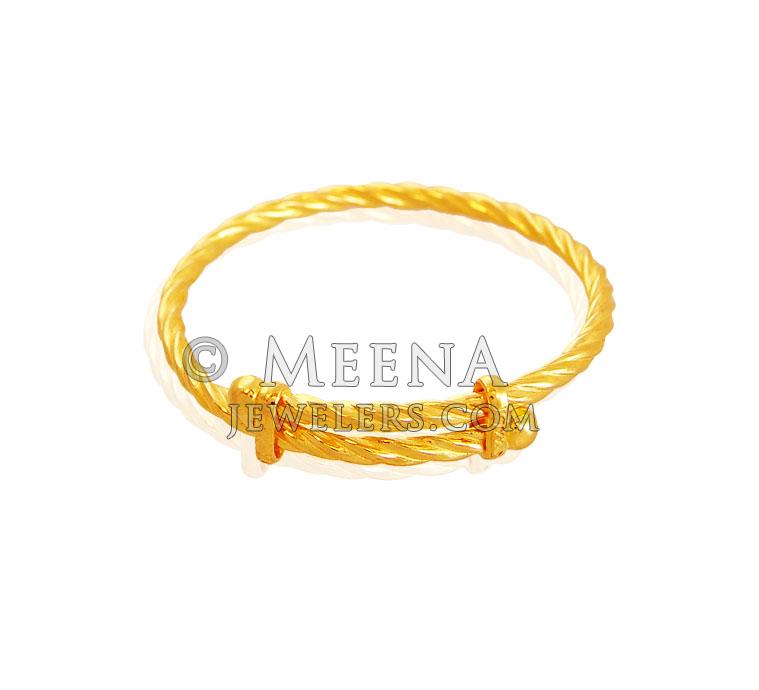22K Gold Baby Kada (1PC) BjBa17814 22K Gold adjustable kada (1PC