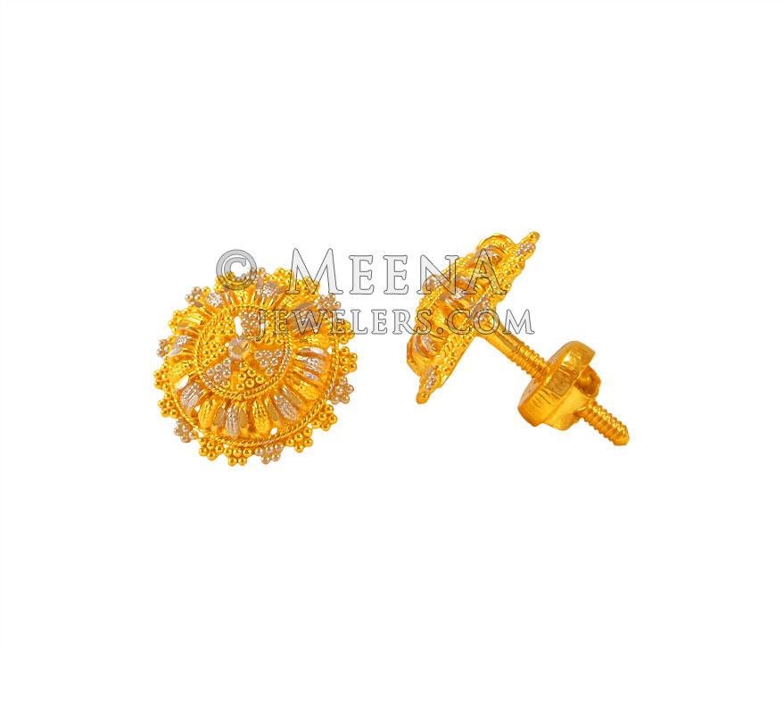 22Karat Gold Ear Tops For Girls ErGt22868 22Karat Gold Ear Tops For