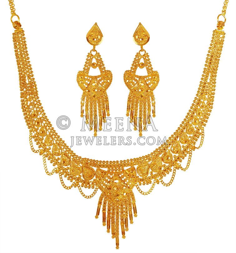 22KT Gold Light Necklace Set StLs22009 US 2,478 22KT Gold Light Necklace Set. Necklace