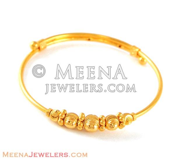 22kt Gold Baby Bangles BjBa4834 22kt Gold baby bangle (adjustable