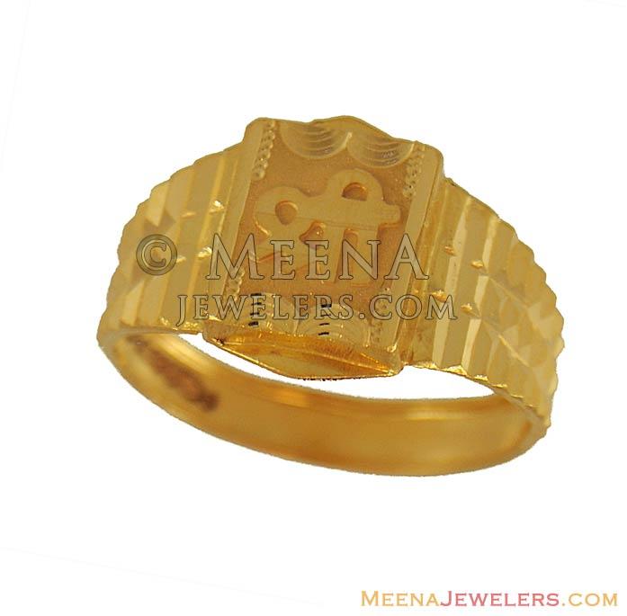 22k Gold Religious Ring RiMs7366 22k designer mens ring designed