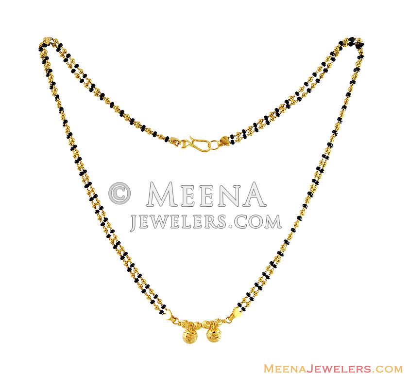 Double Layered Mangalsutra 22K ChMs13076 22 karat gold mangalsutra designed with gold ball