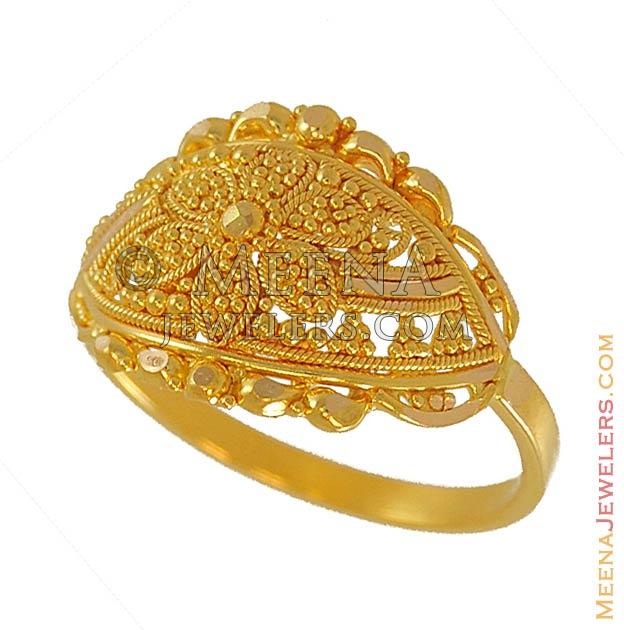 Indian Filigree Ring (22K Gold) RiLg6522 22Kt Gold Indian Filigree