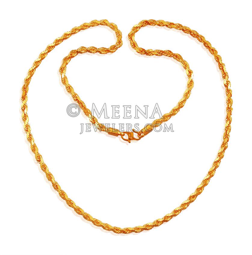 22k Rope Chain (22 Inch) ChPl18481 22K Gold Rope chain for men with