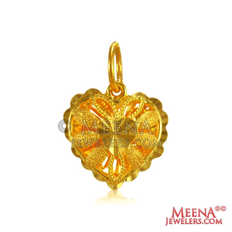 22K Gold Fancy Heart Pendant PeFc24504 22K Gold Fancy heart Pendant