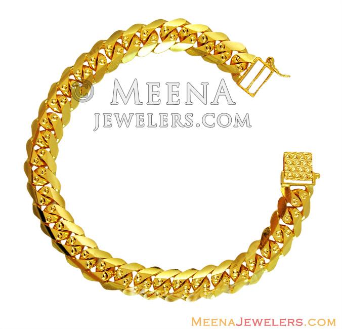 22K Gold Mens Link Bracelet BrMb14476 22k yellow gold mens bracelet