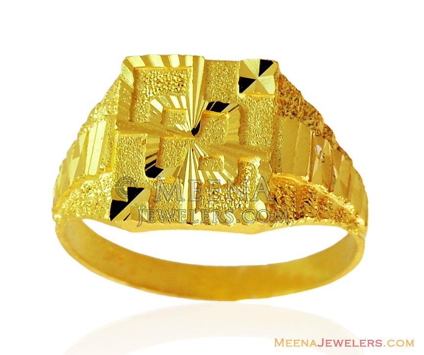 22k Mens Ring RiMs14876 22k Gold ring for mens with machine cut in