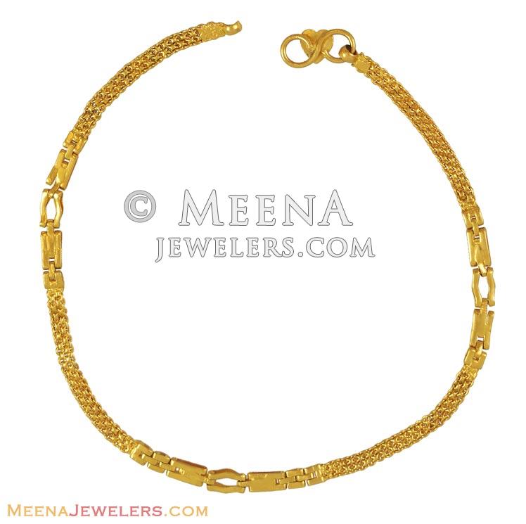 22Kt Gold Anklet (1 pc) GaPa10736 22K Gold Anklet (1 pc) designed in alternative linked pattern.